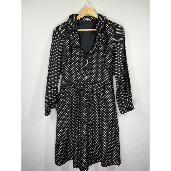 J. Crew Dresses & Skirts - Women's Vintage J. Crew 100% Silk Black and white‎ Polka Dot Dress Size 0